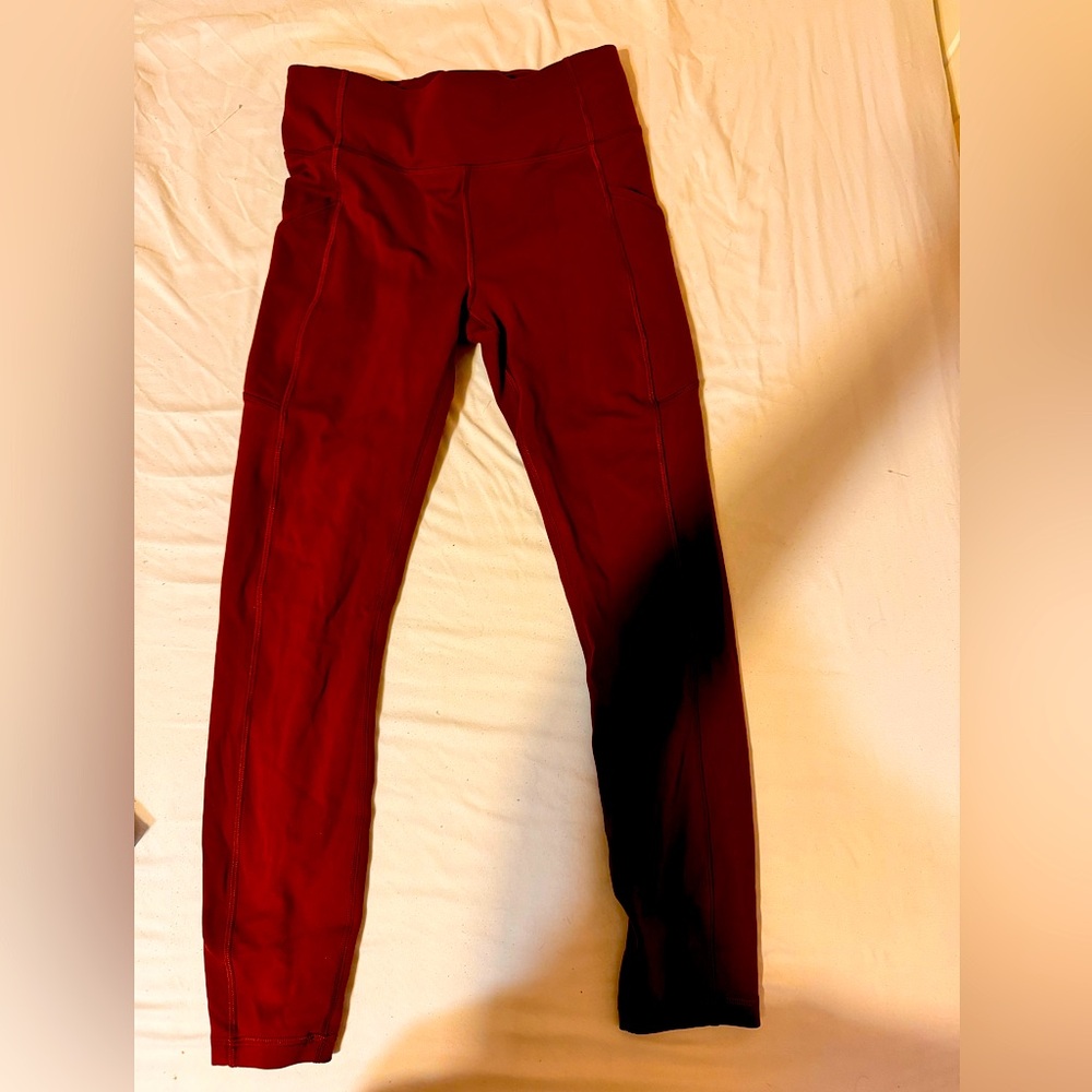 Size 6 lululemon burgundy pants.